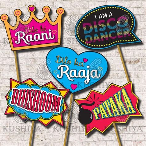 Bollywood Party Photo Booth Props Set Of 10 Indian Style Etsy Uk Wedding Photo Booth Props
