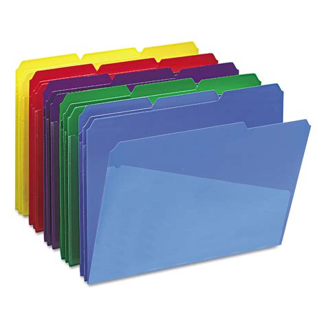 Poly Colored File Folders With Slash Pocket 13 Cut Tabs Assorted