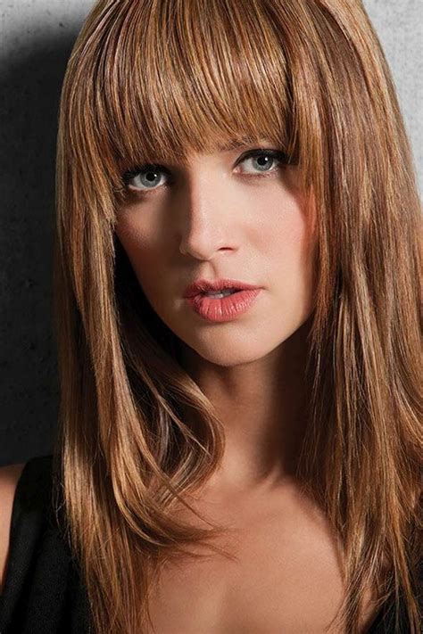 Long Straight 100 Remy Human Hair Wigs With Full Bangs