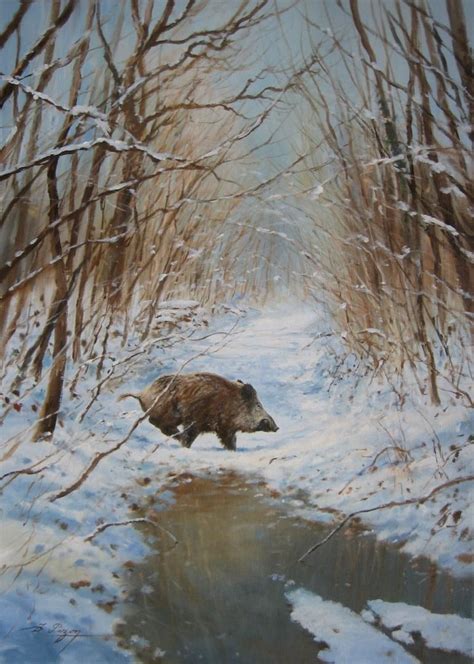 Dominique Pizon Wildlife Paintings Wildlife Art Deer Artwork Winter