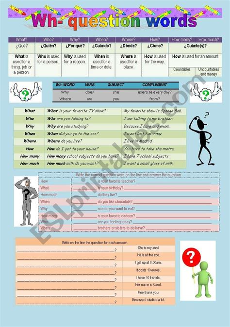 Wh Question Words Esl Worksheet By Mbgmi