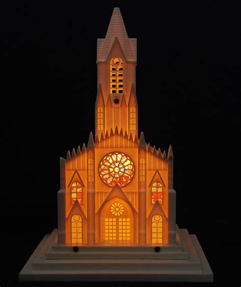 Raylight Electric Corp ~ Lighted Church With Music Box Plays Silent