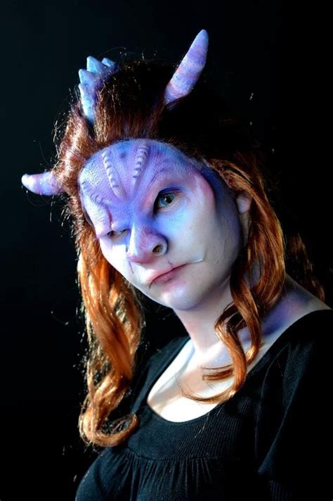 Prosthetic Dragon Make Up Hand Made Wig And Airbrushed Colouring