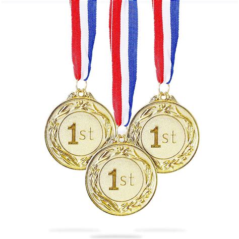 6-Pack Gold 1St Place Award Medal Set - Metal Olympic Style for Sports