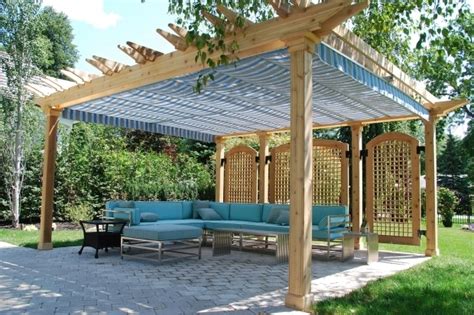You have a large backyard, a garden, perhaps a patio, and probably some lounging there's nothing better on a hot day than relaxing in the cool shade. Retractable Fabric Pergola Covers - Pergola Gazebo Ideas