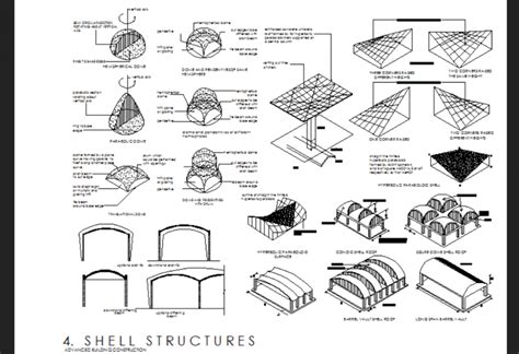 Shell Structures Section Plan Cadbull