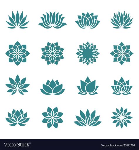 Lotus Flower Icons Royalty Free Vector Image Vectorstock