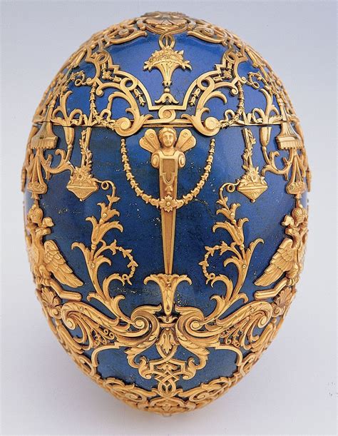 Brass Covered Cobalt Faberge Egg Art Nouveau Art Doeuf Fabrege Eggs