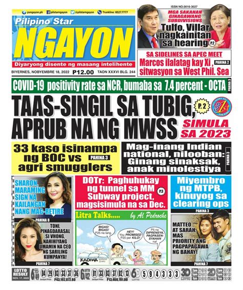 Pilipino Star Ngayon November 18 2022 Newspaper