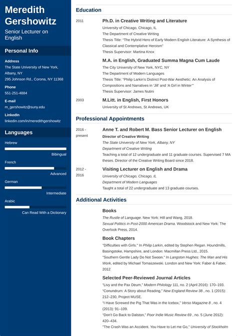 Academic Cv Template—examples And 25 Writing Tips