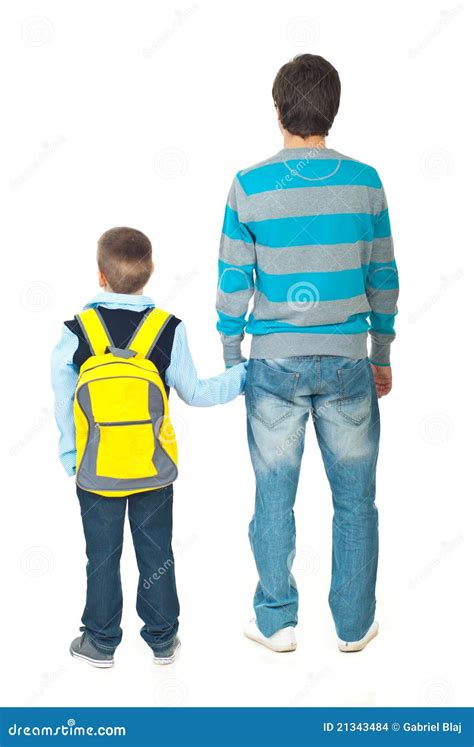 Father And Son Going To School Stock Photo Image Of Adult Hold 21343484