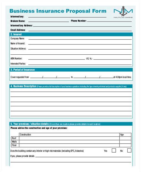 FREE 11+ Business Insurance Forms in PDF | MS Word