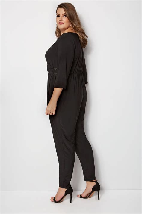 Yours London Black Wrap Jumpsuit Plus Size 16 To 32