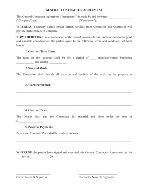 General Contractor Agreement Forms Catalog