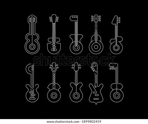 Line Art Silhouettes Isolated On Black Stock Vector Royalty Free