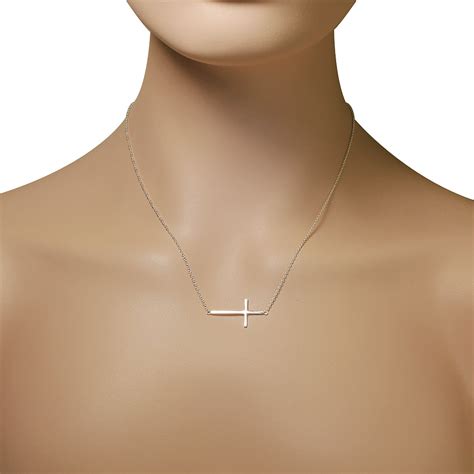 925 Sterling Silver Sideways Cross Necklace For Women EBay