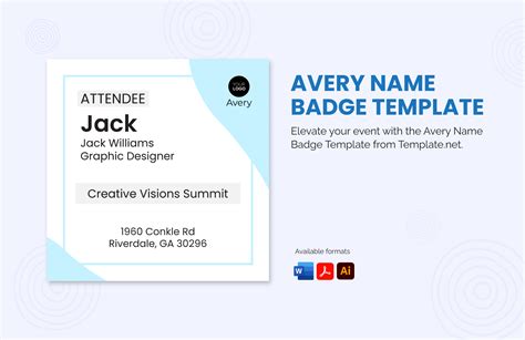 Avery Name Badge Template In Ms Word Portable Documents Illustrator