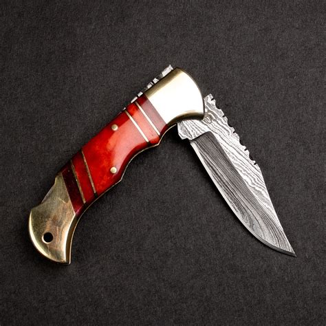 Hemingway Handmade Damascus Steel Pocket Knife Forseti Knives Touch