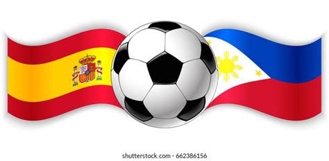 Spanish Filipino Wavy Flags Football Ball Stock Vector Royalty Free