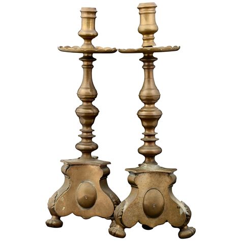 Pair Of Candlesticks Or Candleholders Patinated Bronze For Sale At 1stdibs