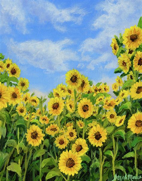 Sunflower Field Painting By Steph Moraca Pixels