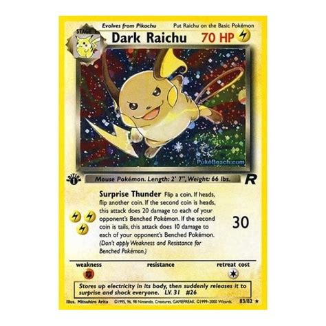 Pokemon Single Card Team Rocket 1st Edition 8382 Dark Raichu