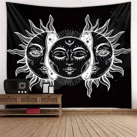 New Sun And Moon Tapestry Burning Sun With Star Tapestry Psychedelic