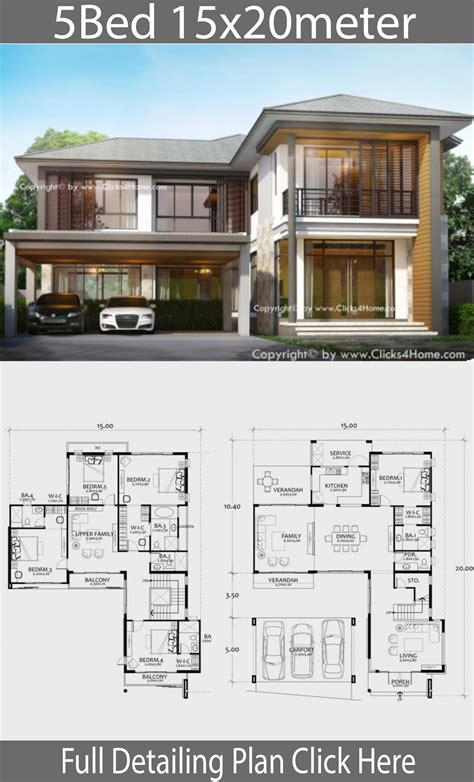 House Design Plan 95x14m With 5 Bedrooms Style Modern Tropicalhouse B75