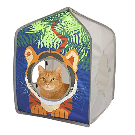Kitty City Pop Up Safari Hut Play House Cat Cube Play Kennel Cat Bed