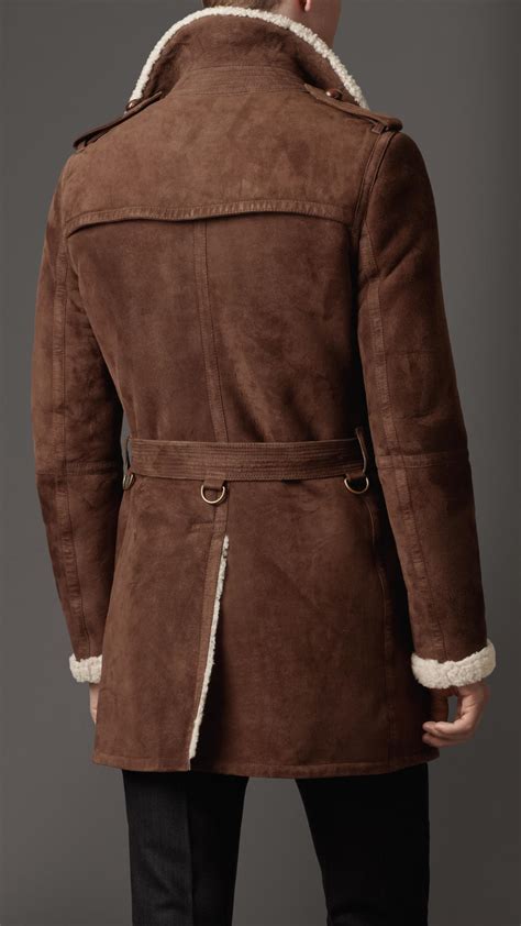 Lyst Burberry Heritage Sheepskin Coat In Brown For Men