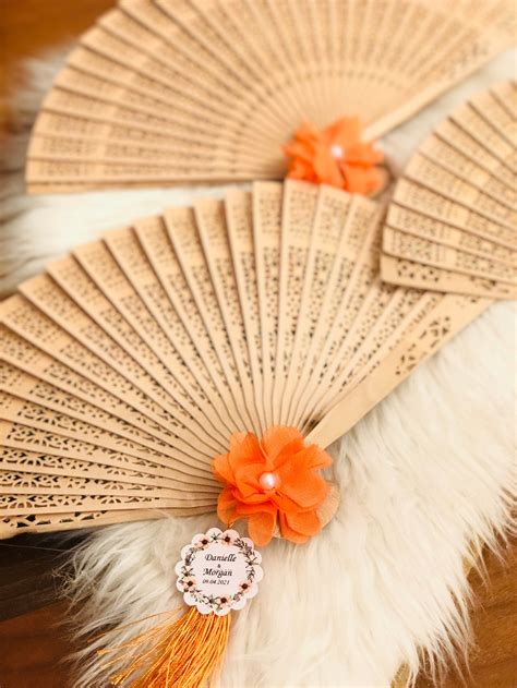 Custom Sandalwood Fans Summer Wedding Favors Folding Bridal Etsy