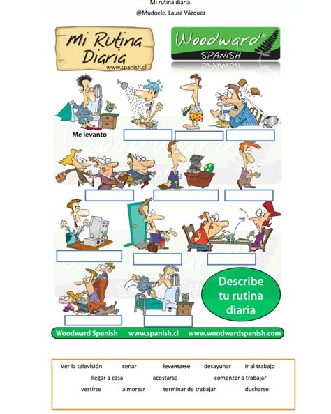 Spanish Daily Routines Wall Charts Flash Cards Woodward Spanish Lupon