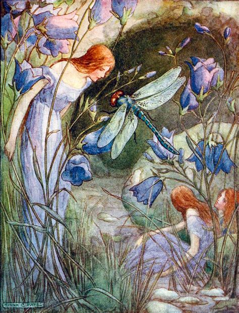 Fairy And Dragonfly Vintage Fairy Illustration Fairy Digital Etsy