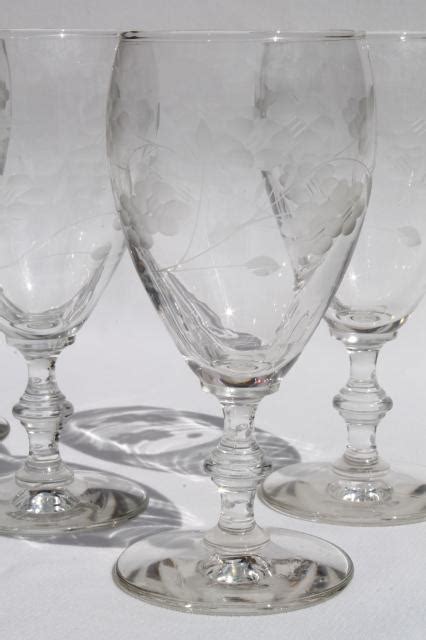 Vintage elegant cut crystal etched flowers leaves pattern glass vase 12 tall picclick.com. vintage Libbey / Rock Sharpe Georgian water glasses, wheel ...