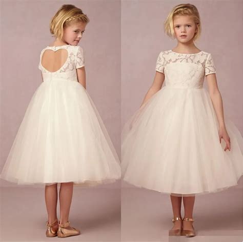2016 Cute White Flower Girls Dresses Children Little Girl Pageant Dress