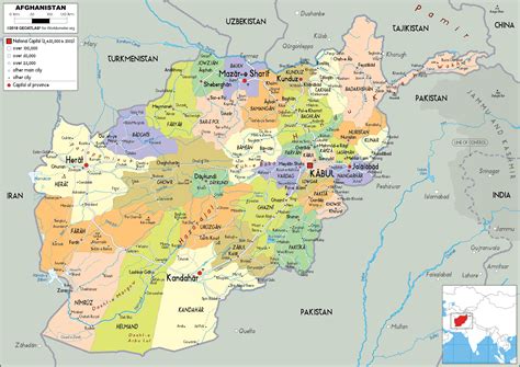 Kabul Map Political Map Highlighting Afghanistan Stock Illustration