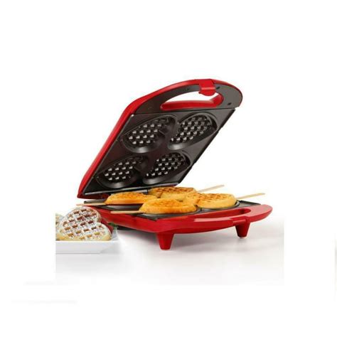 Holstein Housewares 4 Section Heart Shaped Waffle Maker Red