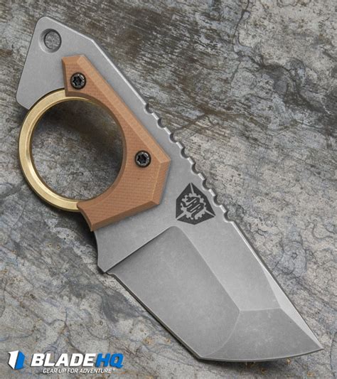Menovade Stun Fixed Blade Neck Knife Coyote Tan G 10 2 Stonewash