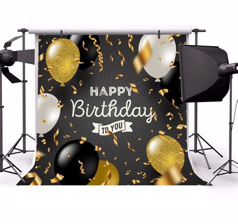 Buy Csfoto 8x8ft Happy Birthday Backdrop Black Gold Birthday Party Background For Photography