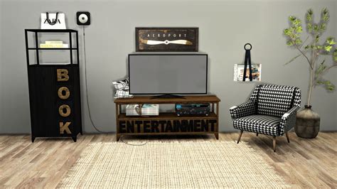 New Meshes Entertainment Tv Stand Indy Bookshelf Download Sims 4