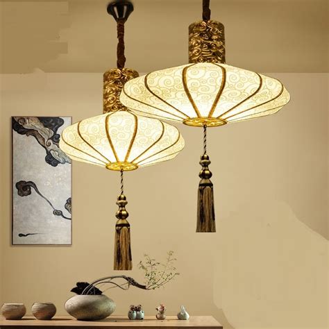 Chinese Style Pendant Lamp Cloth Art Creative Hand Painting Restaurant Lights Pendant Lights