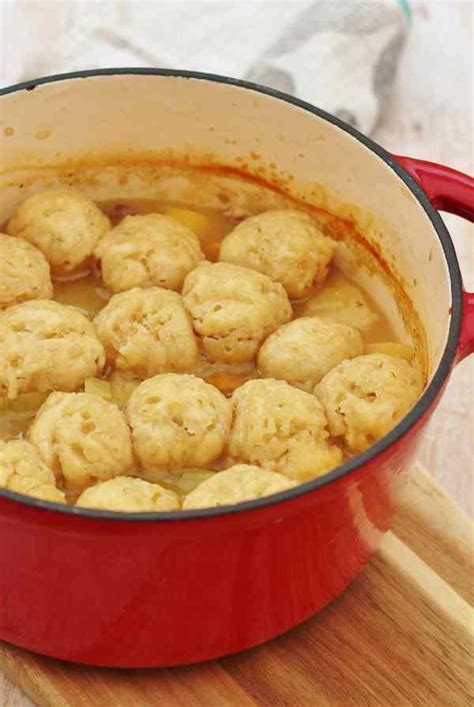 With button mushrooms & root veg. Roast Chicken Leftovers Stew with Easy Peasy Dumplings - Easy Peasy Foodie