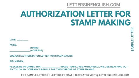 Authorization Letter For Stamp Making Authorization Letter For Stamp