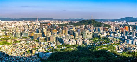 Panorama Of Seoul Downtown Cityscape And Namsan Seoul Tower On Sunset