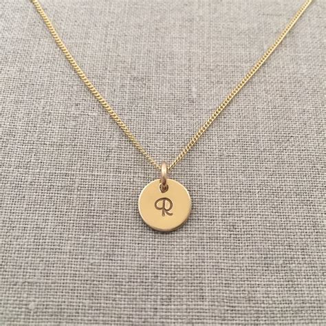 Solid Gold Initial Necklace 14k Gold Initial Necklace Tiny