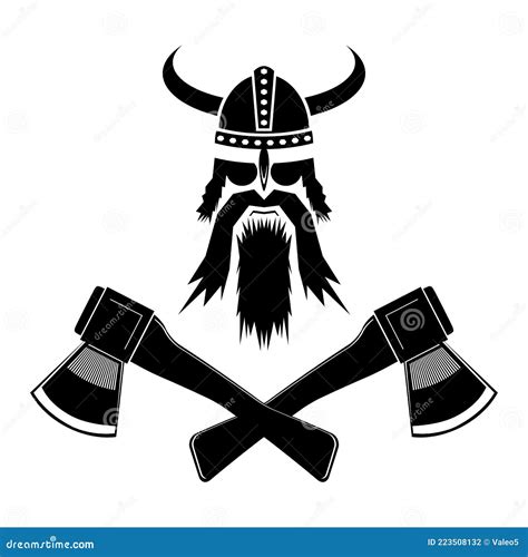 Viking Head Silhouettes Icon Isolated On White Background Stock Vector