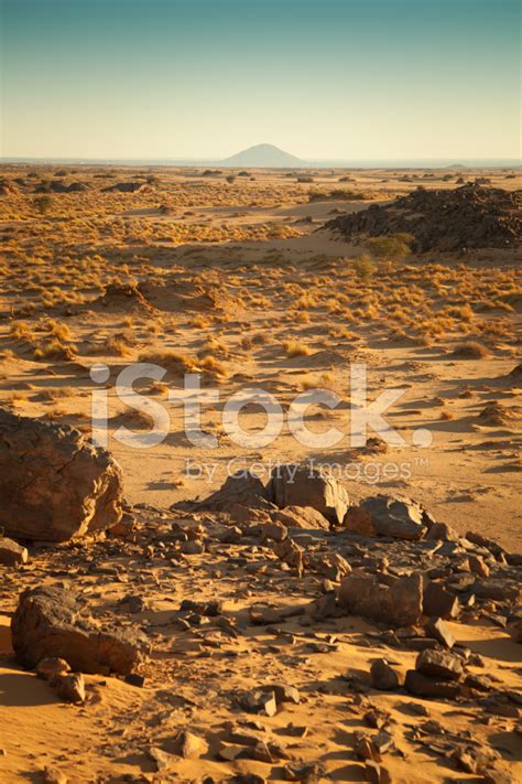 Distant Mountain In Libyan Sahara Desert Stock Photo Royalty Free