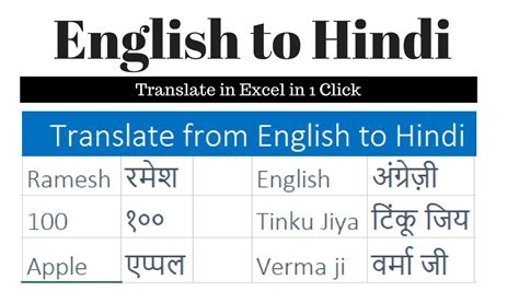 Our english to malay translator helps you in learning or understanding basic text of these languages when you are an expert in one and learning the other. Translate English To Hindi in Excel - YouTube