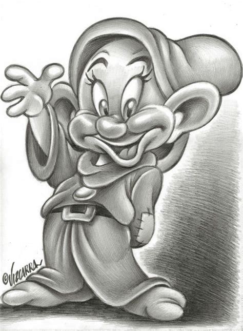 Dopey Snow White Original Drawing Vizcarra Joan Wb Disney