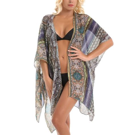 eyonme women s floral beach kimono cardigan chiffon beach swim coverups blouse read more at